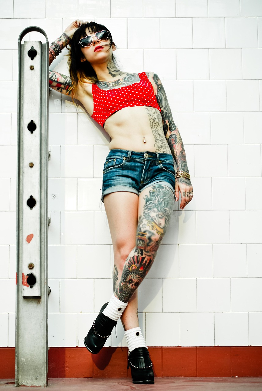 girl, tattoo, tattoos, glasses
